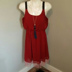 Maroon wine chiffon dress